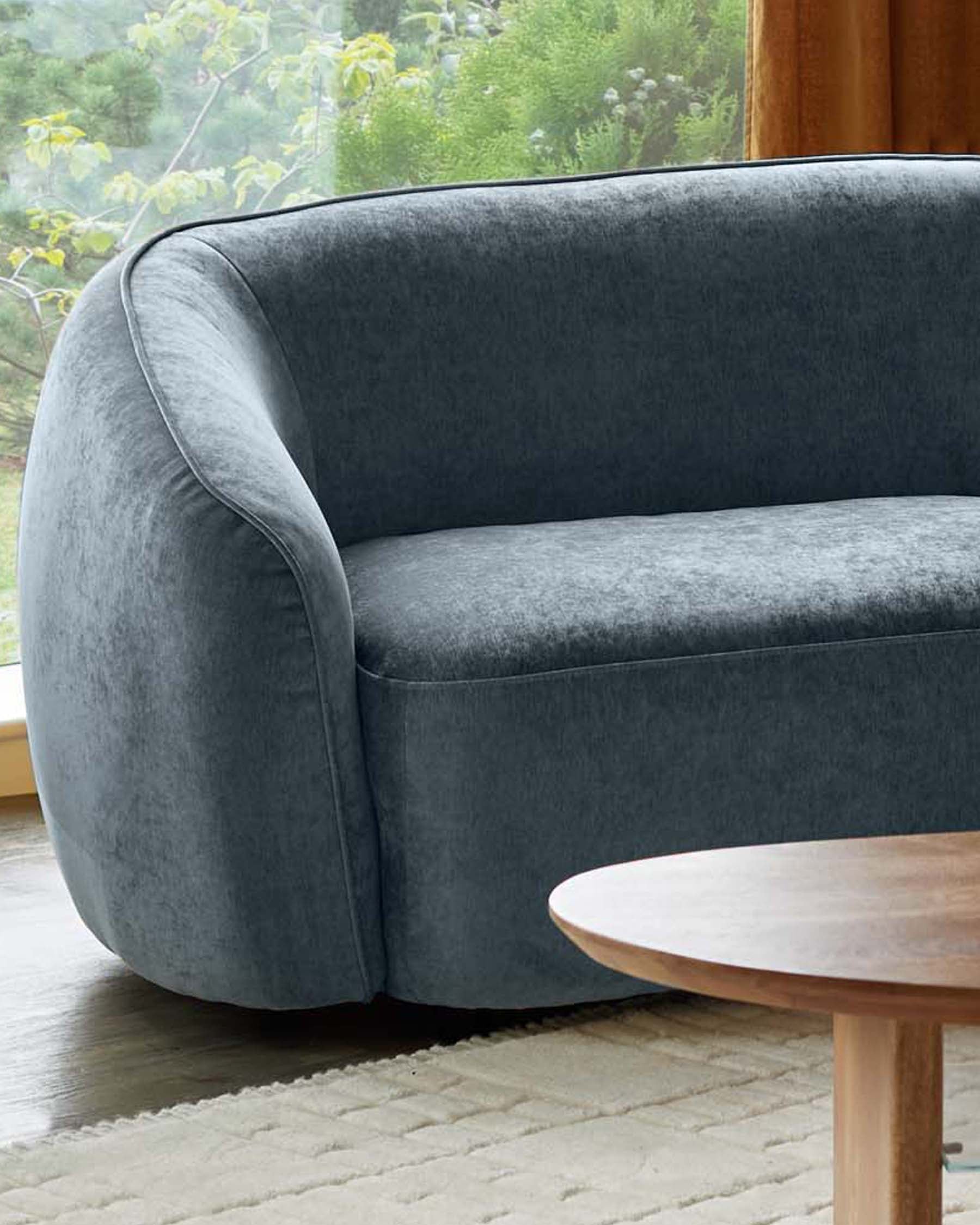 Canapé 2 places Zoey en tissu bleu-gris