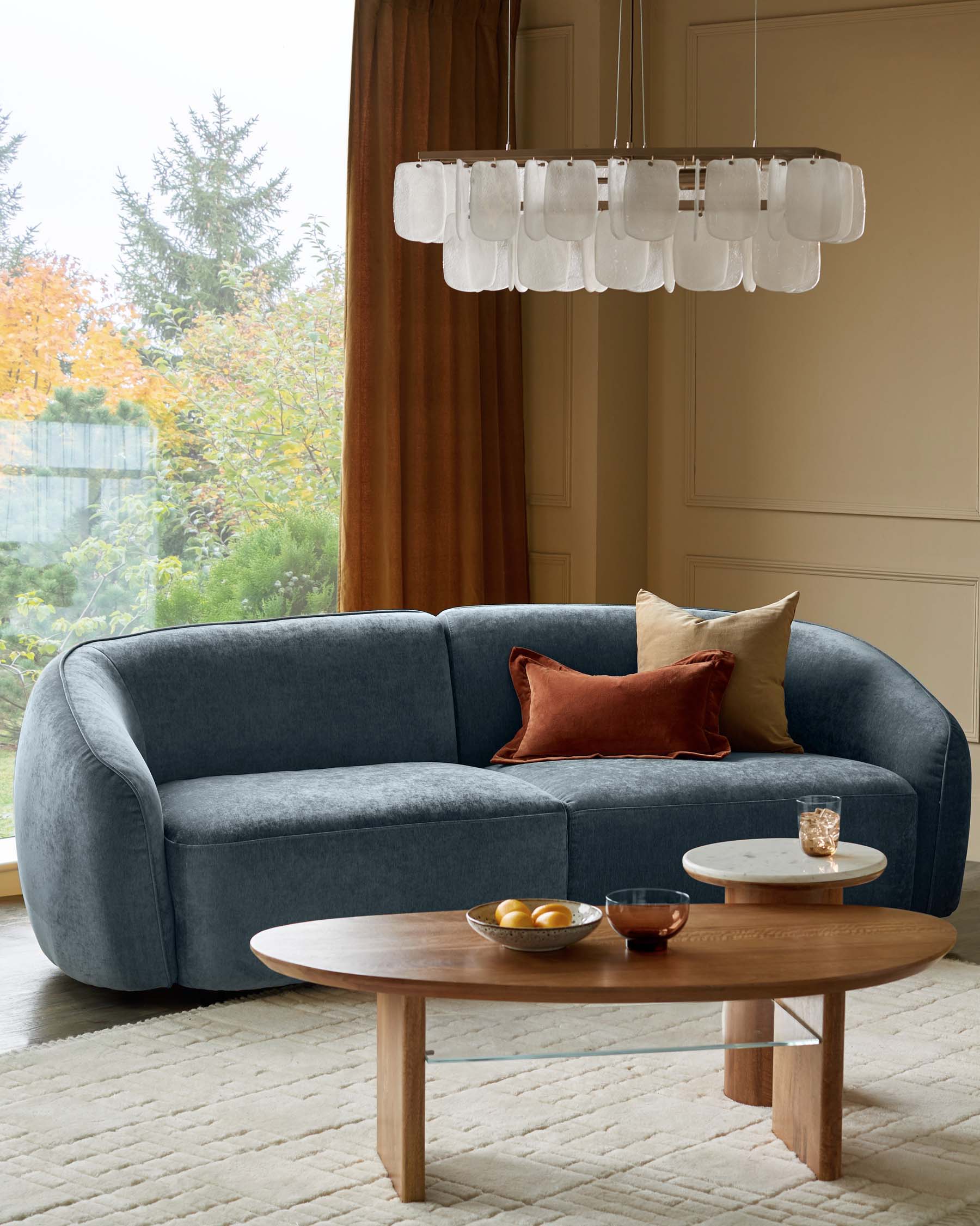 Canapé 3 places Zoey en tissu bleu-gris