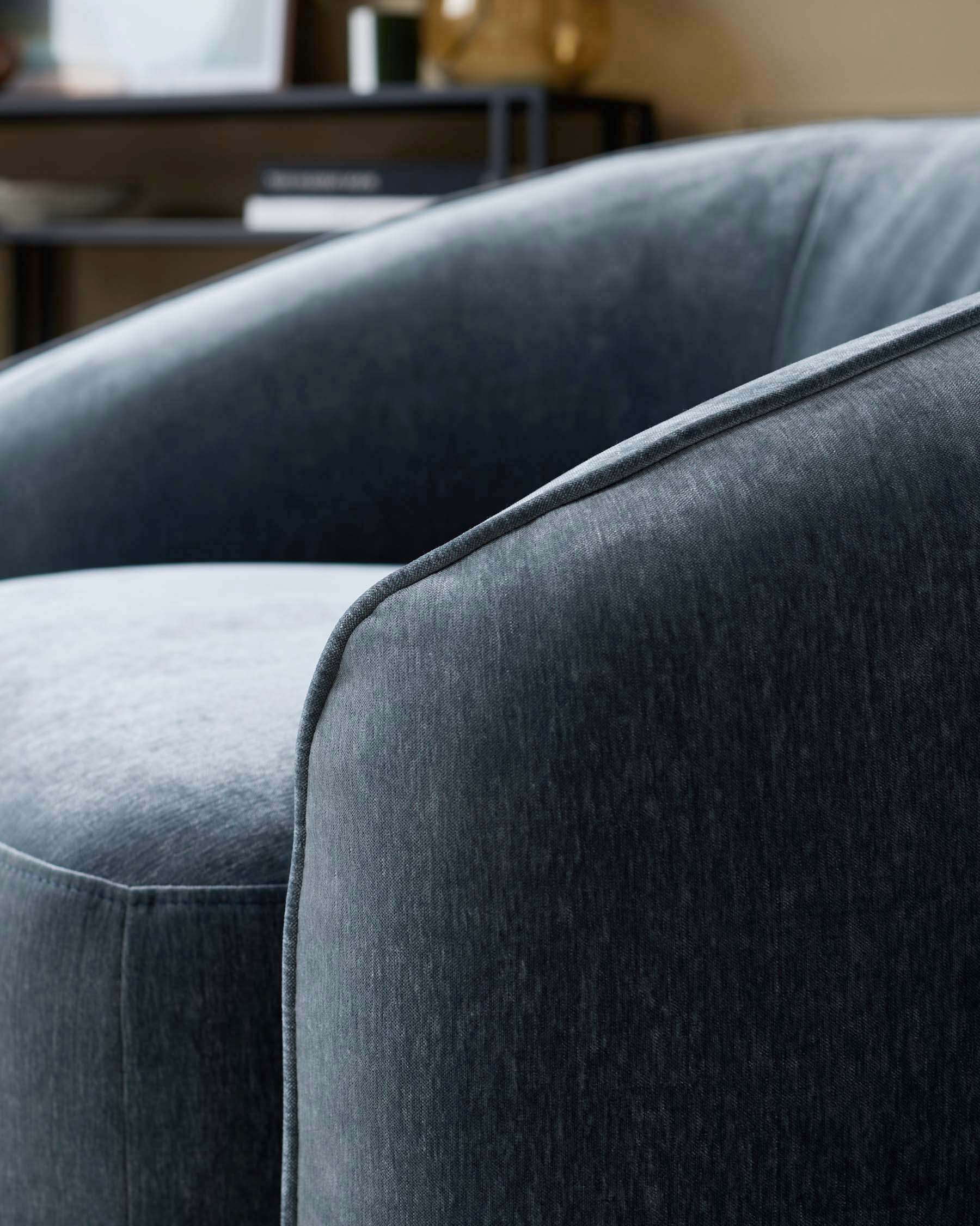 Fauteuil Zoey en tissu bleu-gris