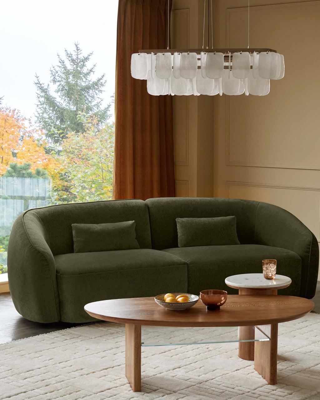 Canapé 3 places Zoey en velours vert olive