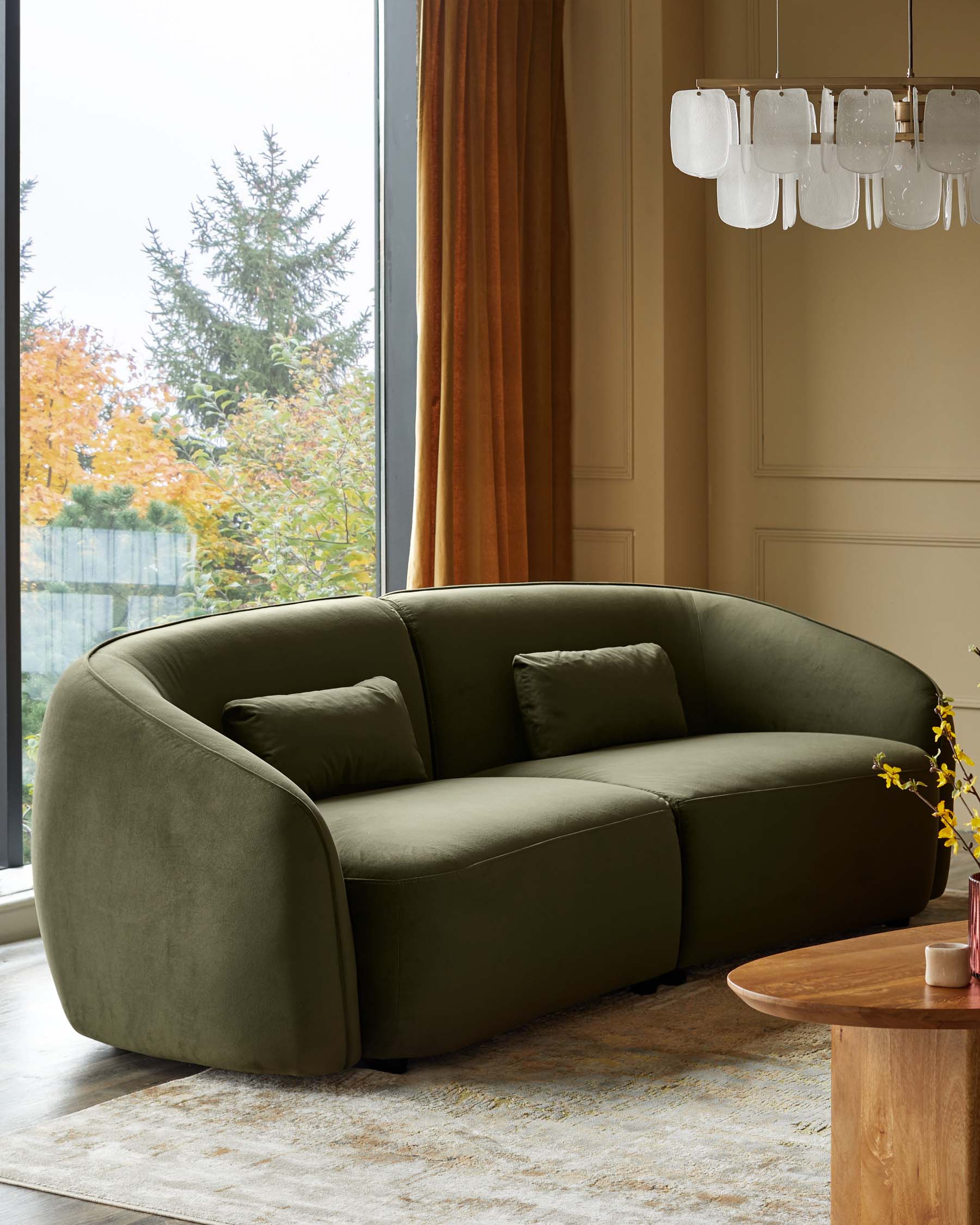 Canapé 3 places Zoey en velours vert olive