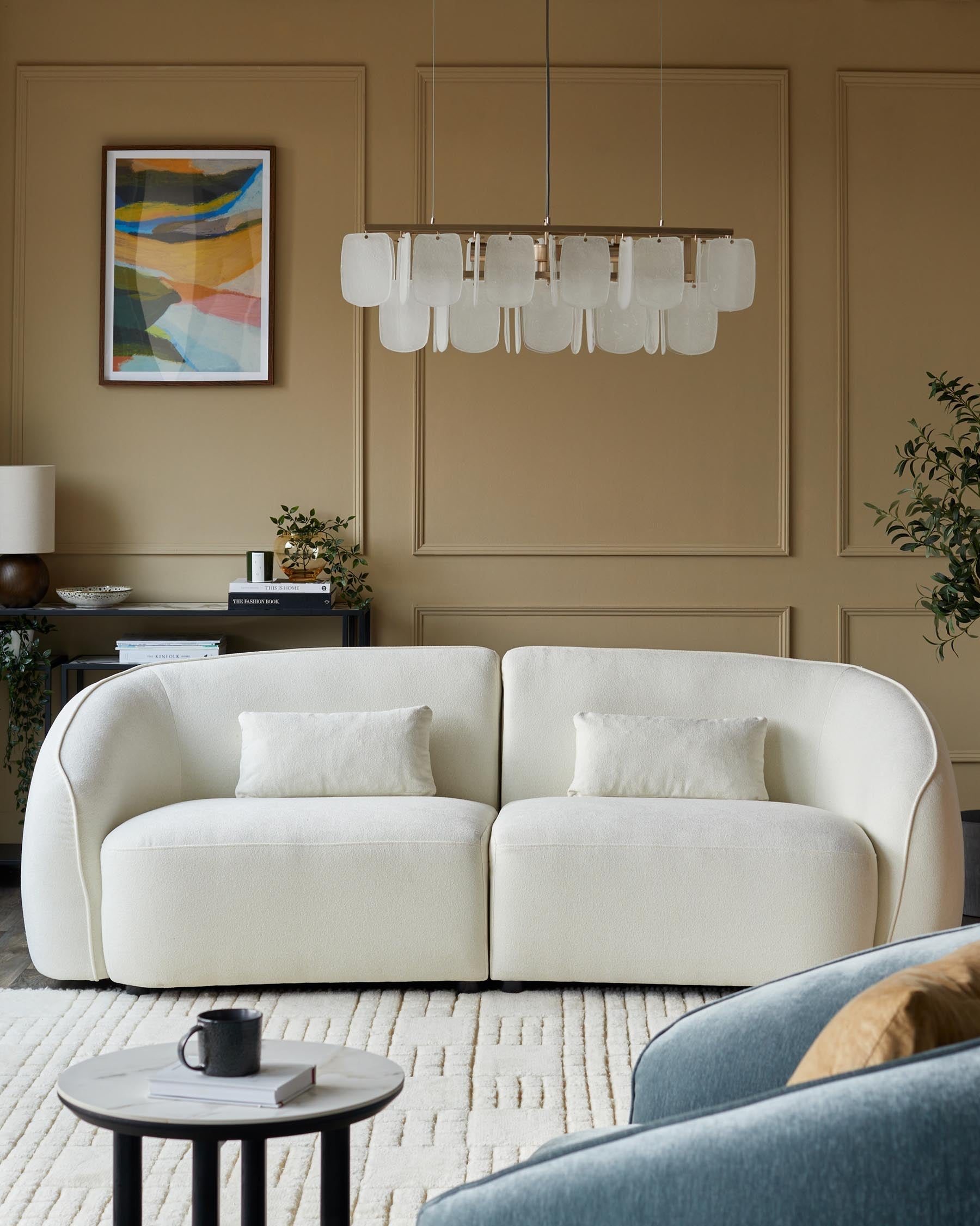 Canapé 3 places Zoey en tissu bouclé ivoire