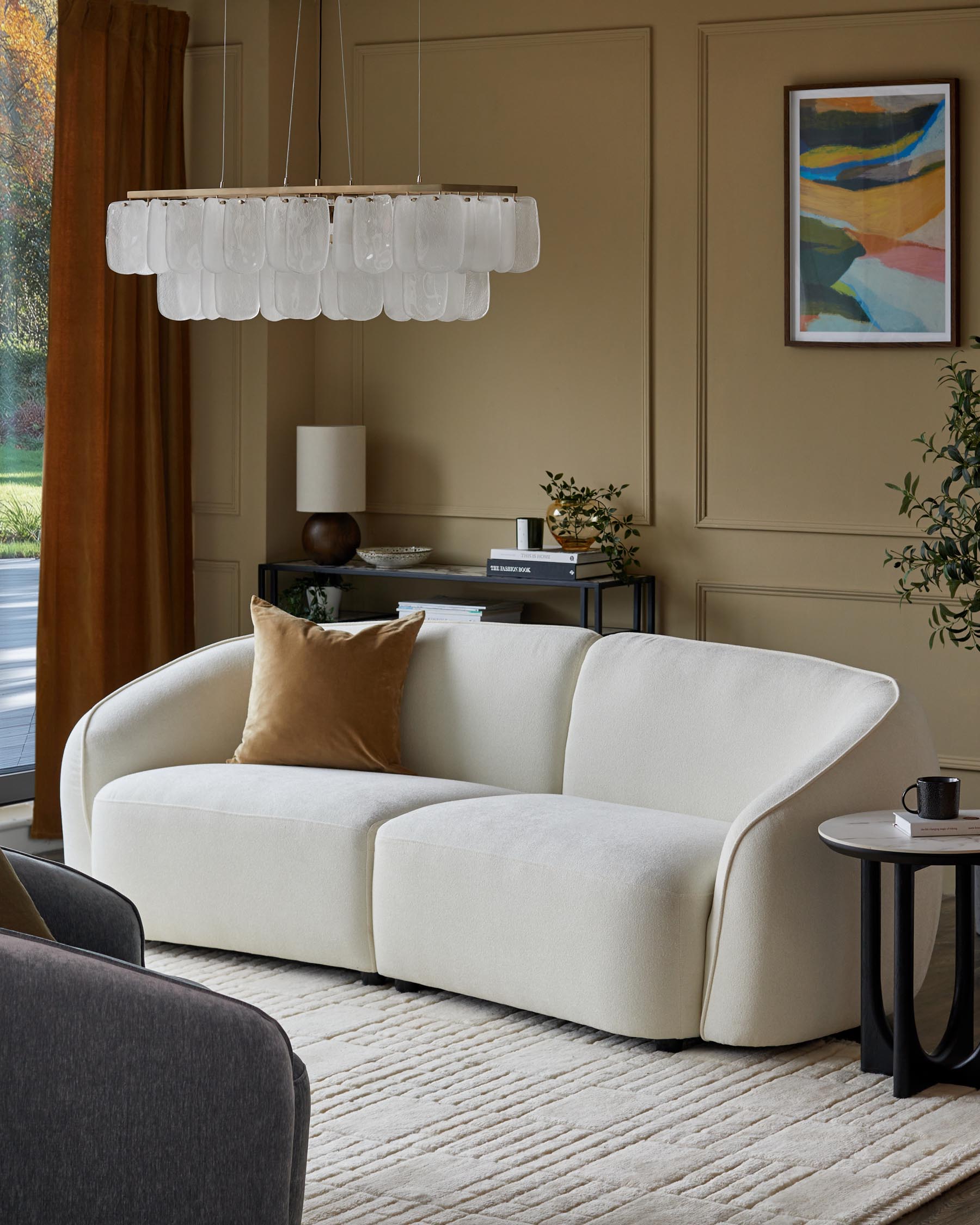 Canapé 3 places Zoey en tissu bouclé ivoire