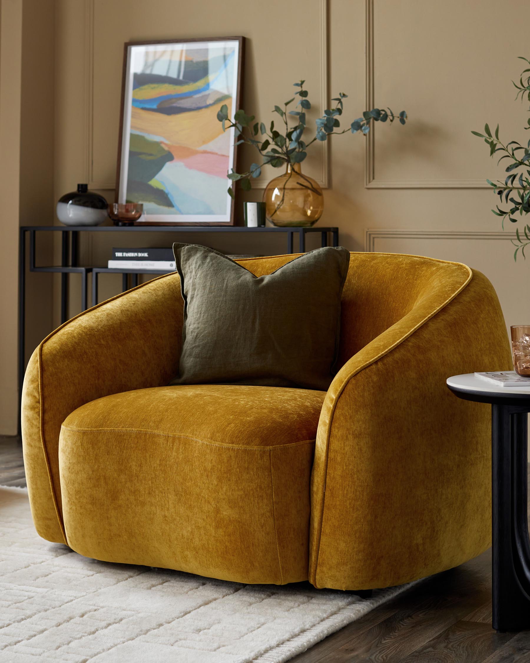 Fauteuil Zoey en tissu ocre