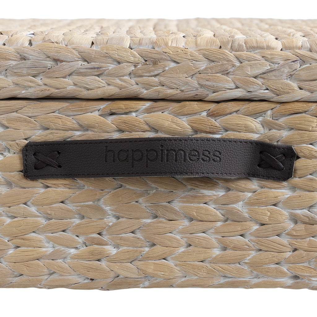 Happimess Bac de rangement sous le lit en jacinthe/bois avec roulettes et poignées